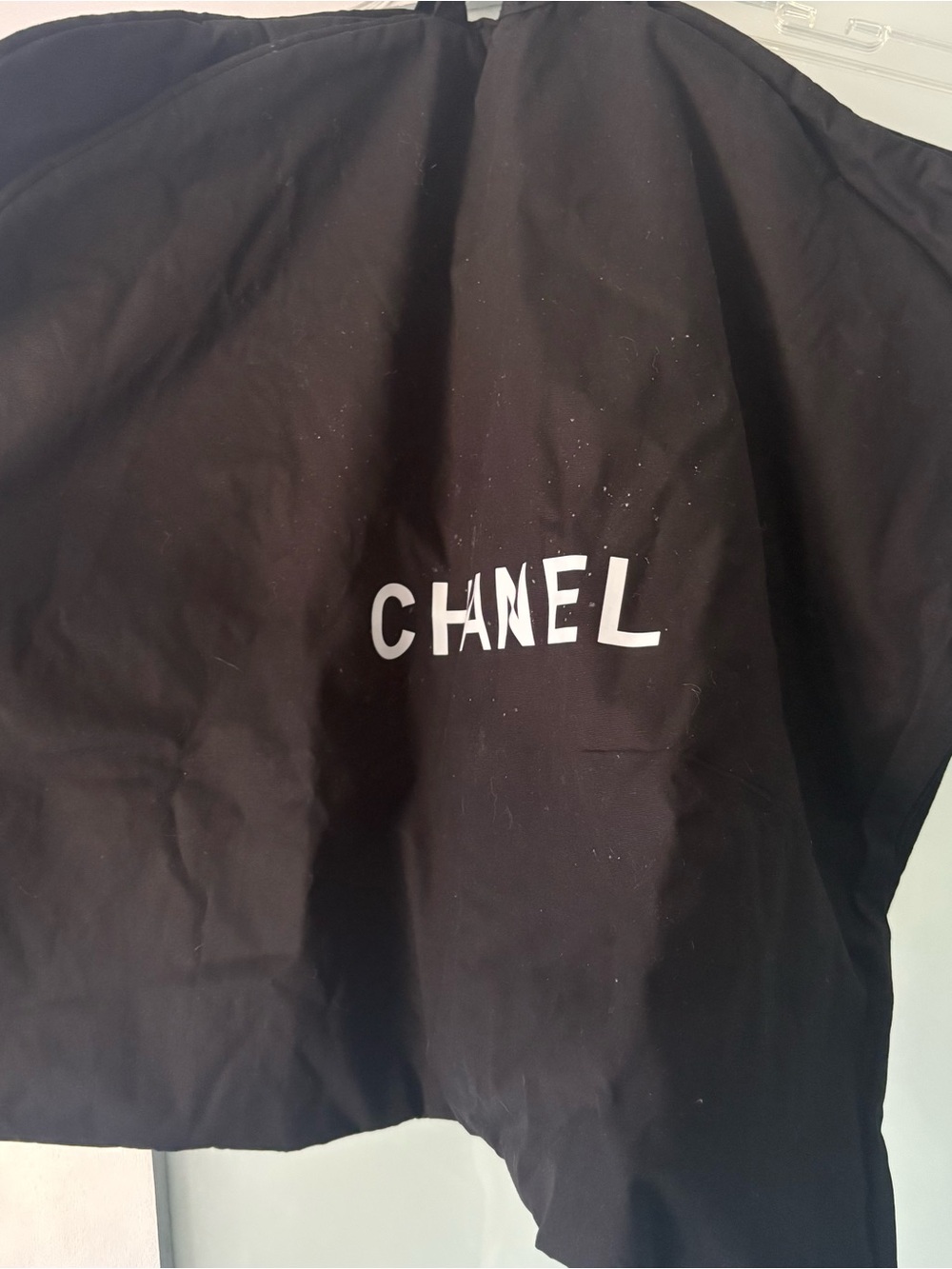 CHANEL Black Travel Clothing Garment Bag with White Logo